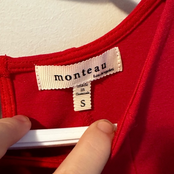 Monteau - mini contour red slip on dress. - Picture 6 of 7